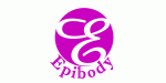 Logo mit großem, geschwungenem "E" in lila Kreis, darunter der Schriftzug "Epibody".