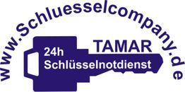 Schlüsseldienst-Logo mit Text: 24h Schlüsselnotdienst, TAMAR, schluesselcompany.de.