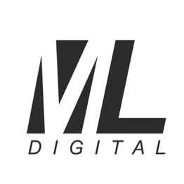 Schwarzes "ML DIGITAL"-Logo auf weißem Hintergrund.