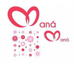 Logotipo rosa con la palabra "maná" y diseños de flores en diferentes tonos de rosa.