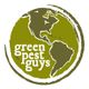 Stylized globe with "green pest guys" text in white.