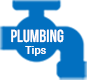 Blue circle with the text "PLUMBING Tips" in white.