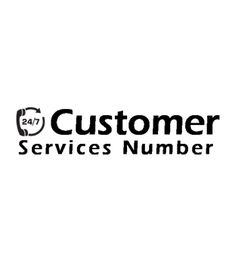 "Customer Services Number logo with '24/7' inside a phone icon."