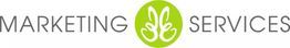 Logo mit Text "Marketing Services" und grünem Kreis mit weißen Händen in Gebärdensprache.