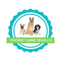 Logo with three dogs and the text "Kentucky Canine Coach LLC" in a green and blue badge.