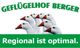 Sechs weiße Gänse, Text: "Geflügelhof Berger. Regional ist optimal."