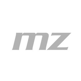 Graues "mz"-Logo auf weißem Hintergrund.