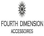 Logo: Vierte Dimension Accessoires mit einem stilisierten, zentralen Sonnenmotiv oben.