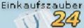 Text "Einkaufszauber 24" mit Einkaufstaschen im Hintergrund.