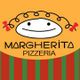 Logotipo colorido com rosto sorridente e "Margherita Pizzeria" escrito embaixo.