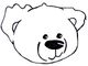 Niedliche Bleistiftzeichnung eines lächelnden Bärenkopfs mit großen Ohren.