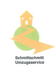 Logo mit Haus auf Globus, Pfeil und Schriftzug "Schmittschmitt Umzugsservice".