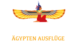 Logo mit ägyptischer Figur, breiten Flügeln und dem Text „TMXREISEN“.