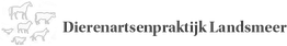 "Logo met silhouetten dieren en tekst: Dierenartspraktijk Landsmeer."
