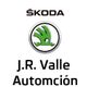 Logotipo de Škoda con texto: "J.R. Valle Automoción". Logo verde dentro de un círculo.