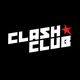 Texto "Clash Club" em branco no fundo preto com uma estrela vermelha.