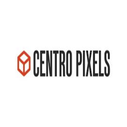 Texto "Centro Pixels" con un logo geométrico en rojo a la izquierda sobre fondo blanco.