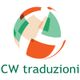 Buntes Kugel-Logo mit Text "CW traduzioni" darunter in grüner Schrift.