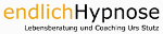 Logo mit Text: "endlichHypnose - Lebensberatung und Coaching Urs Stutz".