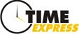 Logo mit Uhr und Text "Time Express" in Schwarz und Gelb.