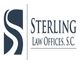 Sterling Law Offices logo with stylized "S" on the left and text on the right.