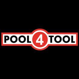 "Schwarz-weißes Pool4Tool-Logo mit rotem Kreis um die Zahl 4."