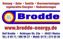 Broddes Werbeanzeige für Heizungs- und Sanitärdienstleistungen, inklusive Kontaktinformationen.