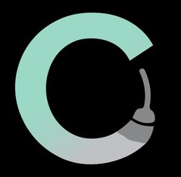 Buchstabe "C" aus Wasserfarbenpinselstrich auf schwarzem Hintergrund.
