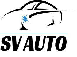Logo de SV Auto avec un dessin de voiture stylisé et une étoile bleue.