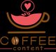 Logo van een koffiekop met hartvorm en de tekst "Coffee Content" eronder.