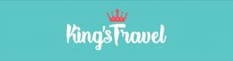 "King's Travel logo with a red crown on teal background."