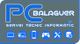Logotipo de PC Balaguer, servicio técnico informático con iconos de tecnología en azul.