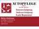 Autopflege-Werbung: Innen-, Außenreinigung, Lackreparatur, Kontaktdaten Adrian Kathmann.