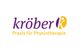 Logo mit lila Schrift "kröber" und gelbem Text "Praxis für Physiotherapie", stilisierte Figur.