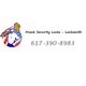 "Frank Security Locks logo with locksmith and phone number: 617-390-8983."