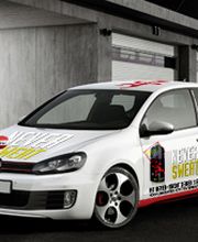 Referenz KFZ Beschriftung Never Sweat