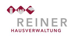 Logo der Reiner Hausverwaltung mit roten Grafiken von Gebäuden und neutralem Schriftzug.