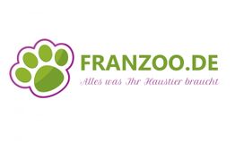 Grünes Haustierpfoten-Logo mit Text "franzoo.de - Alles was Ihr Haustier braucht".