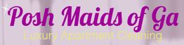 Text logo: "Posh Maids of Ga," subtitled "Luxury Apartment Cleaning" on a light purple background.