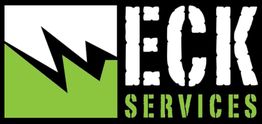 ECK Services logo with a stylized green and white mountain design on a black background.