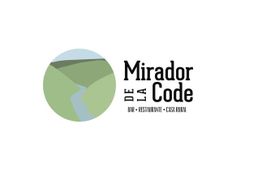 Logotipo de "Mirador de la Code" con ilustración de paisaje y texto: bar, restaurante, casa rural.