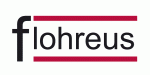 Schwarzer Text "flohreus" mit roter Linie darüber und darunter auf weißem Hintergrund.