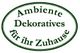 Ovales Logo mit dem Text: "Ambiente Dekoratives für ihr Zuhause" in Grün.