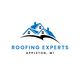 Blue house logo for Roofing Experts, Appleton, WI.
