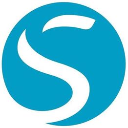 Blaues rundes Logo mit einem weißen, geschwungenen S in der Mitte.