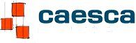 Logo de "caesca" con diseño en azul y rojo a la izquierda.