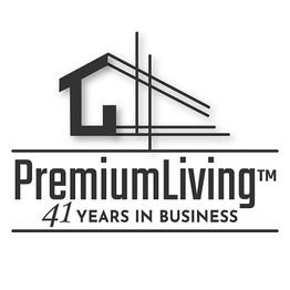 Logo of PremiumLiving, 41 years in business, featuring a stylized house design.