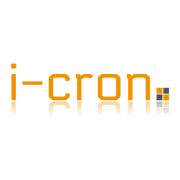 Logo mit orangefarbenem Text "i-cron" auf weißem Hintergrund.