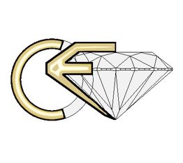 Stilisiertes C und E vor einem weißen Diamanten.