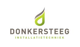 Logo van Donkersteeg Installatietechniek met groene vlam boven de bedrijfsnaam.
